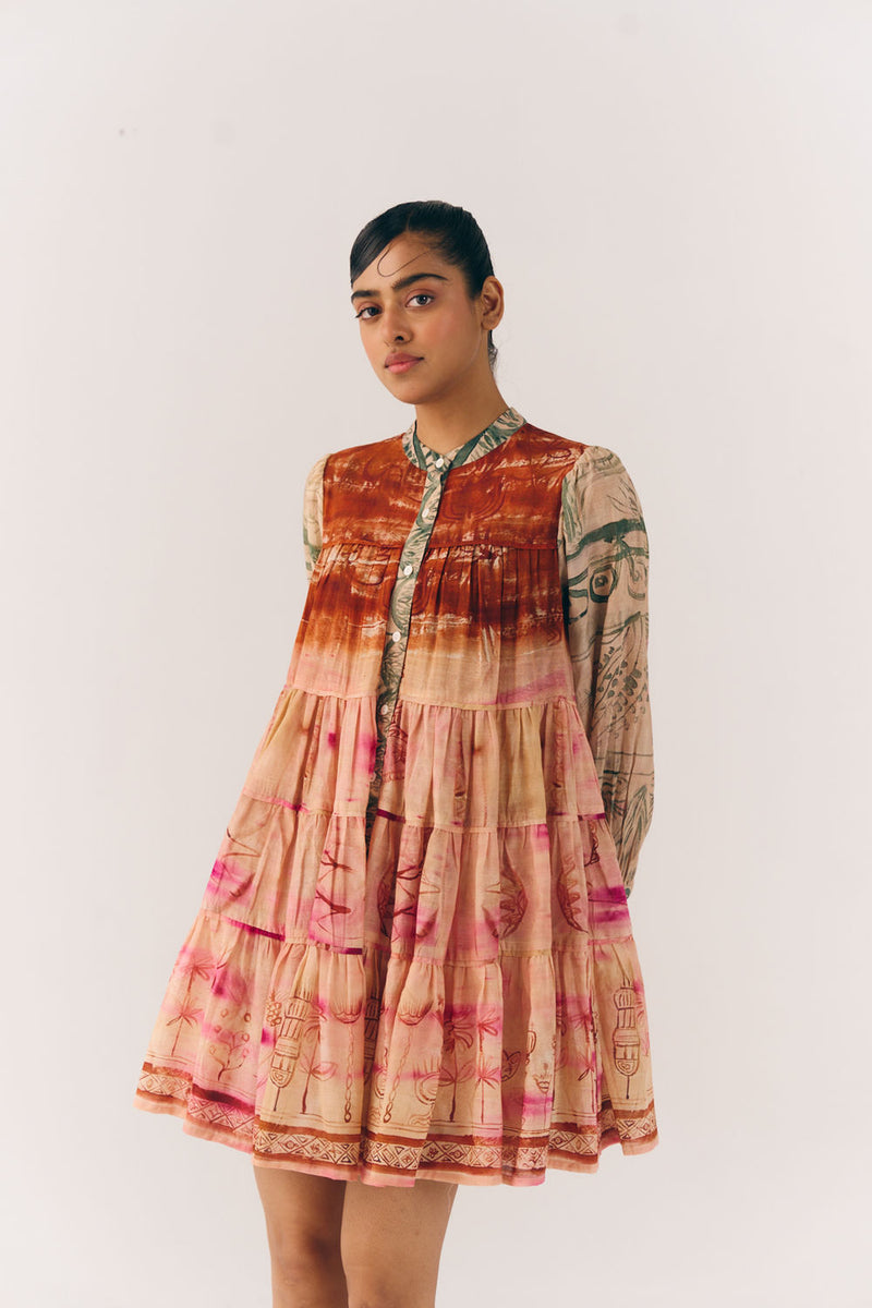 Tier Dress-Sai cotton dress by CORD in multi-color for women Worldwide