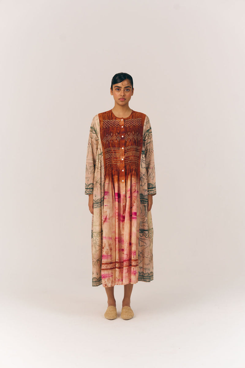 Frida Dress-Sai cotton silk dress by CORD in multi-color for women Worldwide
