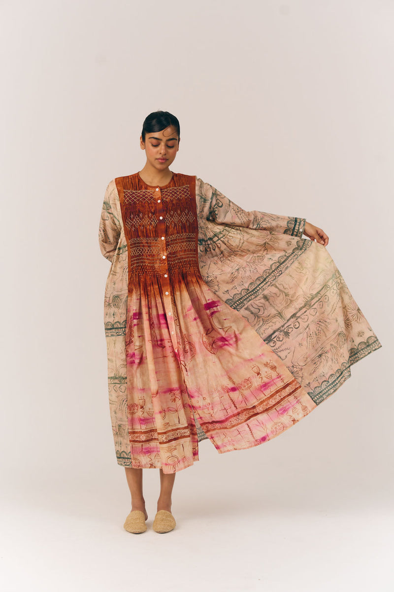 Frida Dress-Sai cotton silk dress by CORD in multi-color for women Worldwide