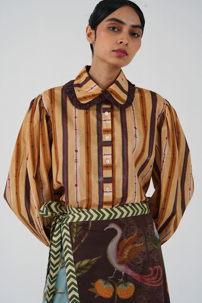 80'S Shirt-70'S Striper cotton top/shirt by CORD in multi-color for women Worldwide