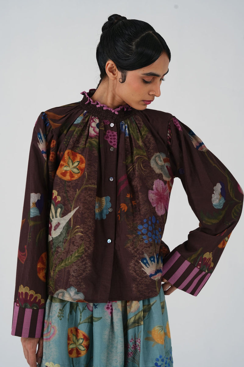 Elsa Top-Floret cotton top and shirts by CORD in multi-color for women Worldwide