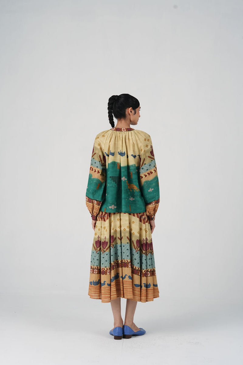 Lido Set-Fresco cotton, cotton silk co-ord set by CORD in multi-color for women Worldwide