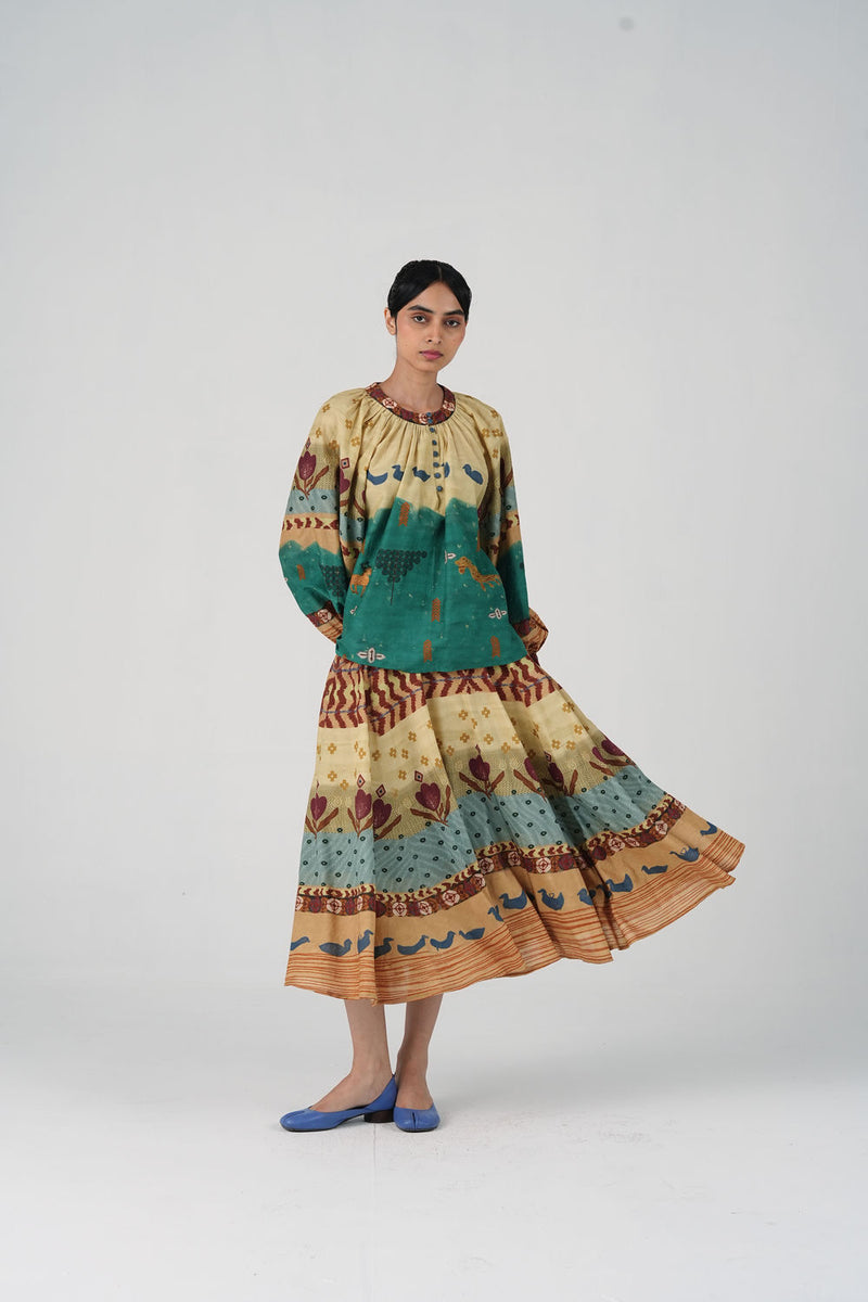 Lido Set-Fresco cotton, cotton silk co-ord set by CORD in multi-color for women Worldwide