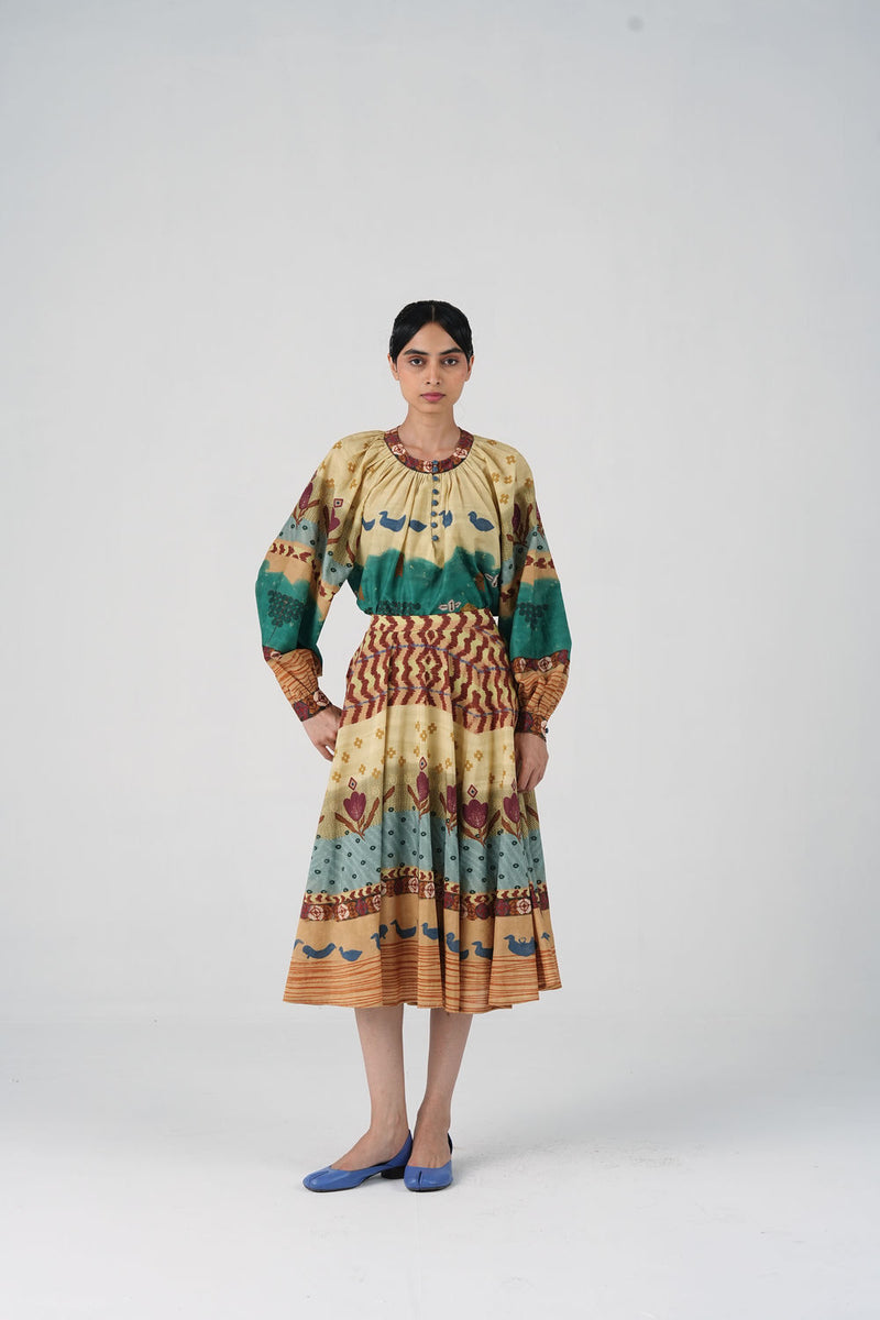 Lido Set-Fresco cotton, cotton silk co-ord set by CORD in multi-color for women Worldwide