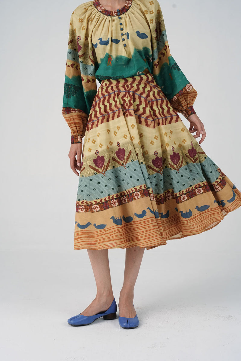 Bias Skirt-Fresco cotton silk skirt by CORD in multi-color for women Worldwide