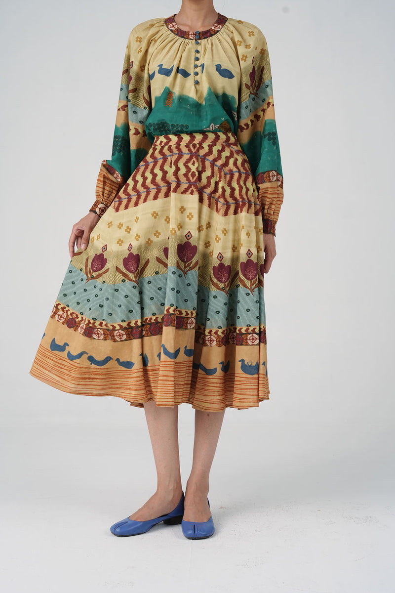Bias Skirt-Fresco cotton silk skirt by CORD in multi-color for women Worldwide