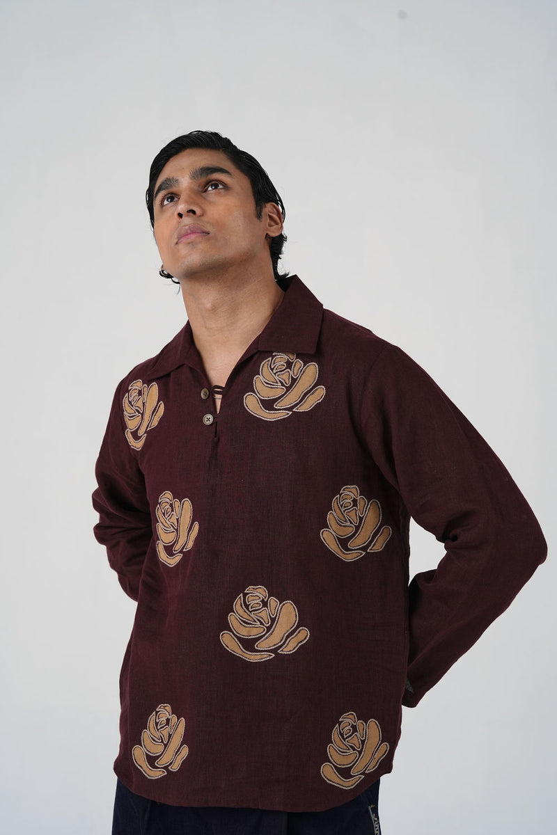 Ron Kurta-Rose Bloom linen kurta/kurta set by CORD MEN in multi-color for men Worldwide