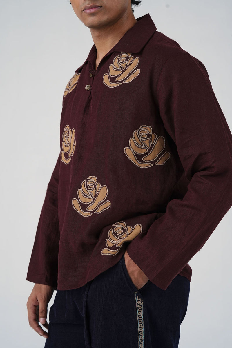 Ron Kurta-Rose Bloom linen kurta/kurta set by CORD MEN in multi-color for men Worldwide