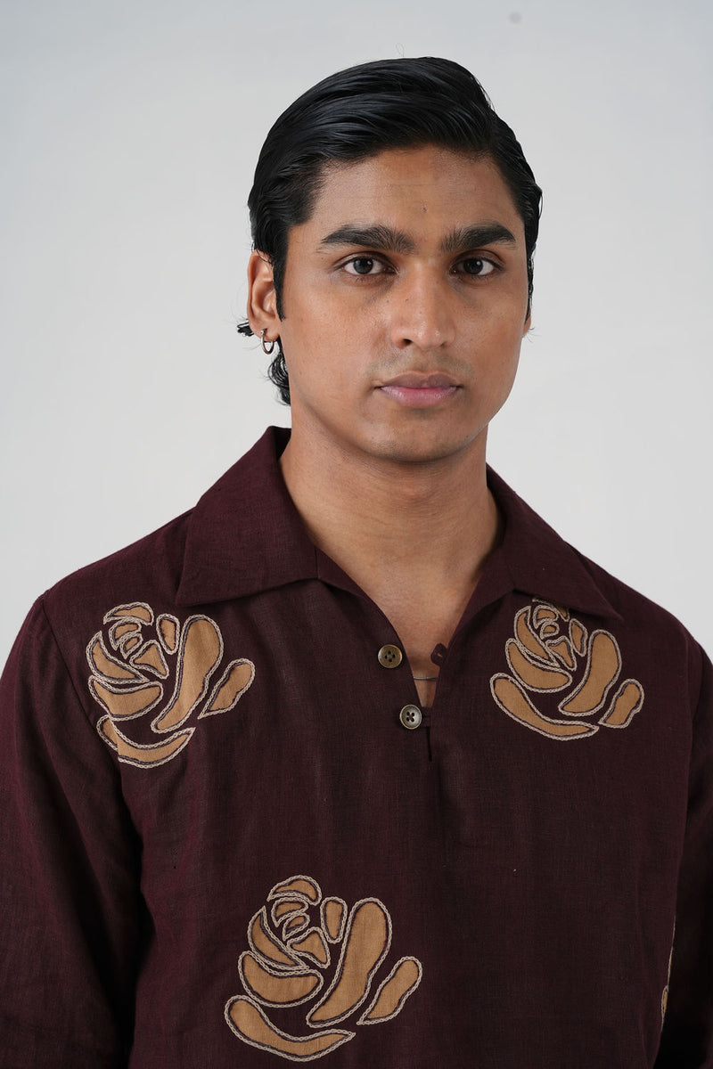 Ron Kurta-Rose Bloom linen kurta/kurta set by CORD MEN in multi-color for men Worldwide