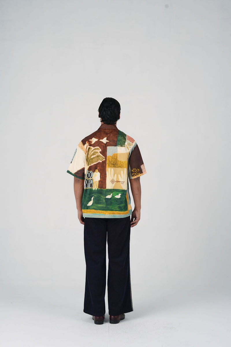 Skater Shirt-Evening Coffee cotton satin shirt by CORD MEN in multi-color for men Worldwide