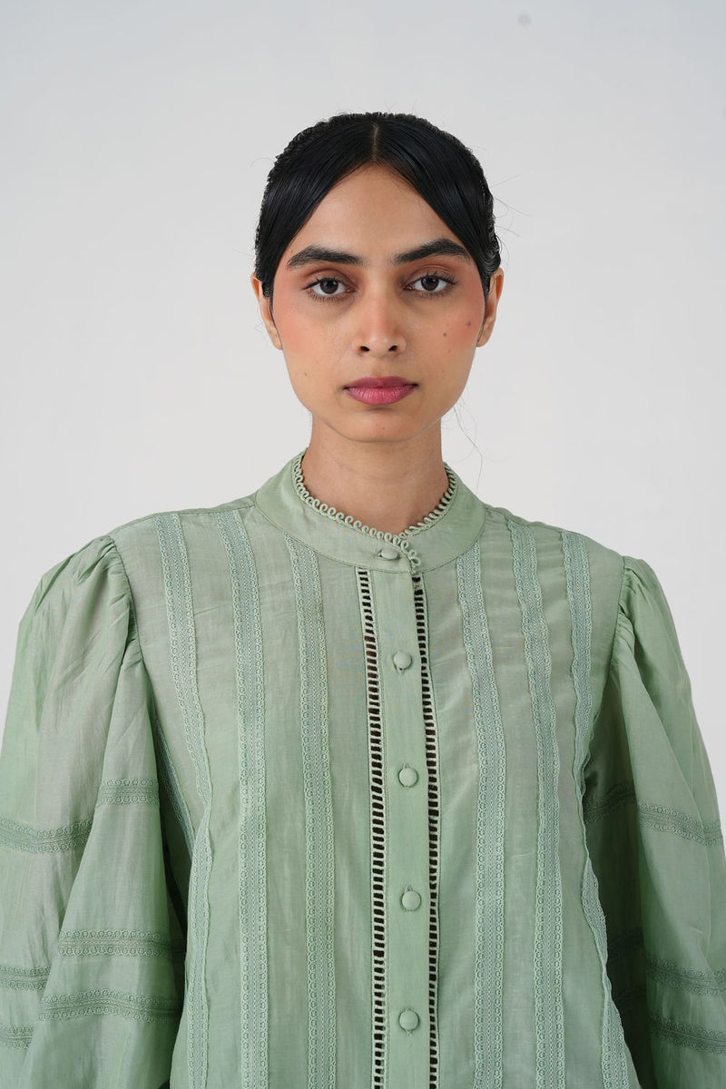 Anna Top-Mint cotton silk top and shirts by CORD in multi-color for women Worldwide