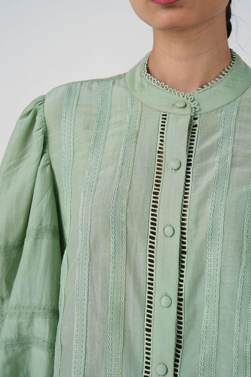 Anna Top-Mint cotton silk top and shirts by CORD in multi-color for women Worldwide