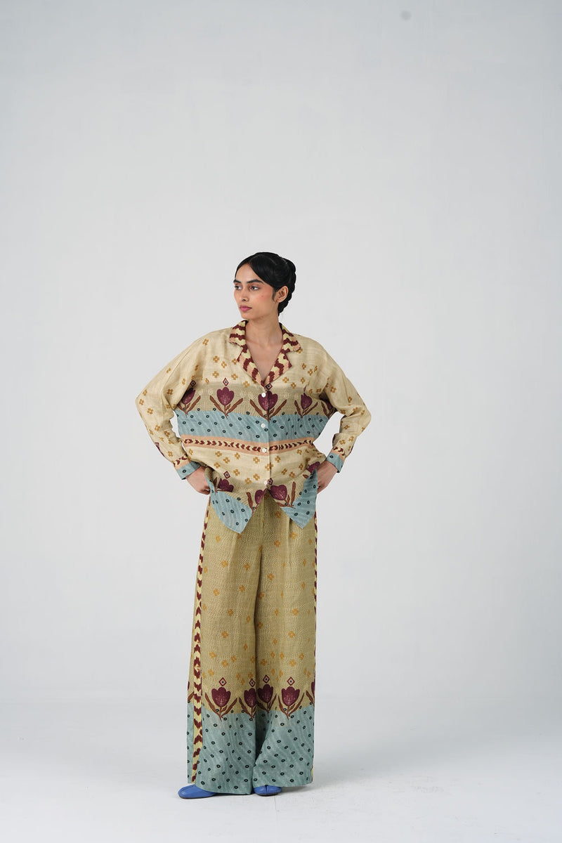 Lounge Set-Fresco linen co-ord set by CORD in multi-color for women Worldwide