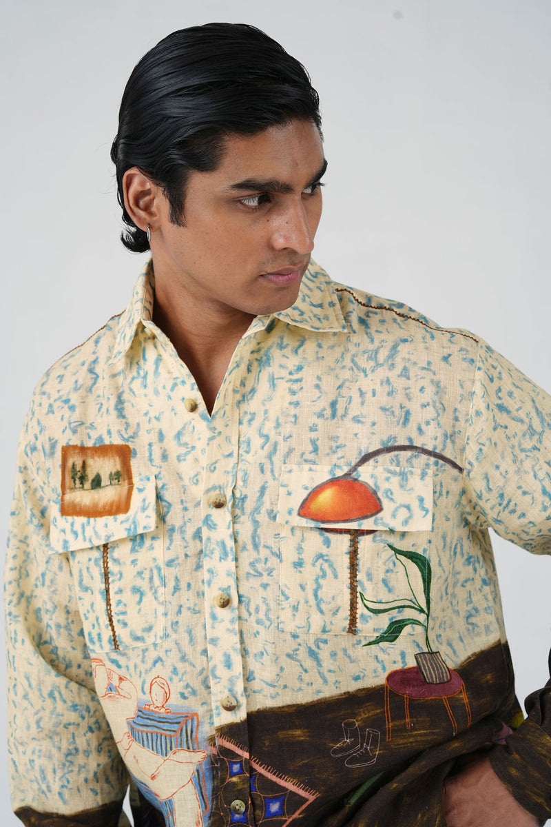 Hop Shirt-Comic Book linen shirt by CORD MEN in multi-color for men Worldwide