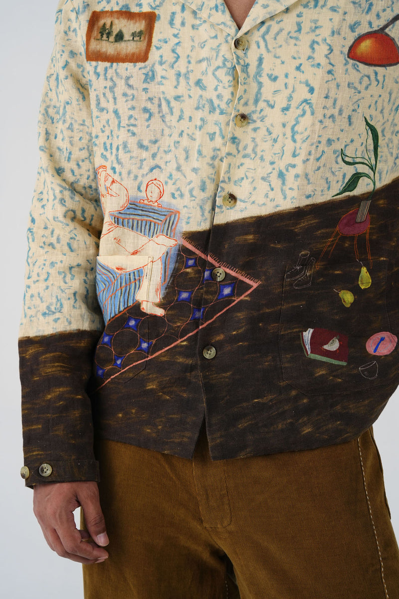 Archive Jacket-Comic Book linen jacket by CORD MEN in multi-color for men Worldwide