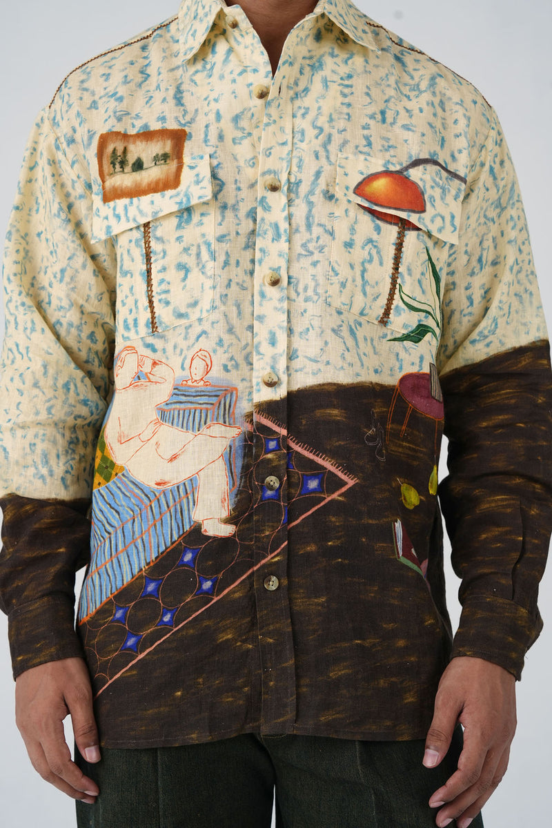 Hop Shirt-Comic Book linen shirt by CORD MEN in multi-color for men Worldwide