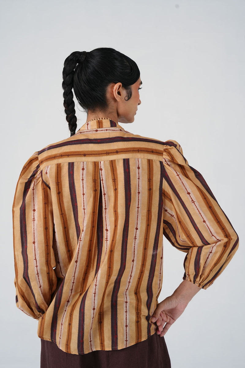 Anna Top-70'S Striper cotton silk top and shirts by CORD in multi-color for women Worldwide
