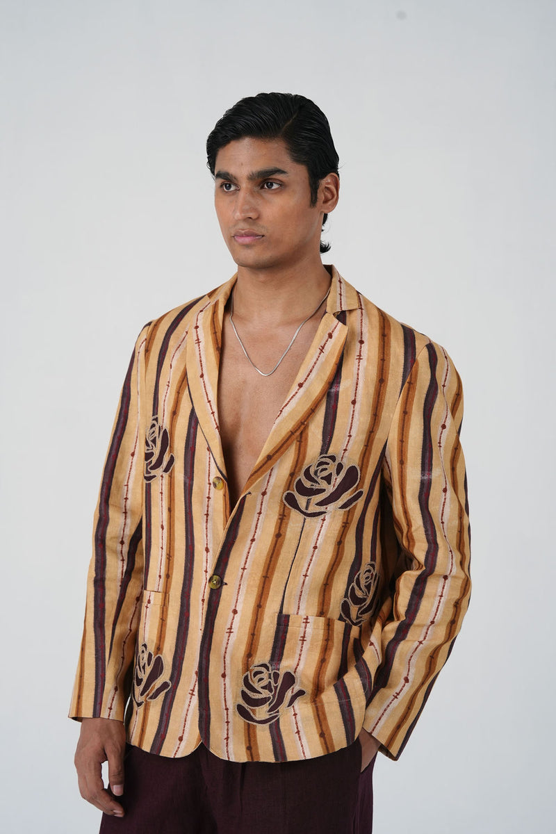 Odyssey Blazer-70'S Striper linen jacket by CORD MEN in multi-color for men Worldwide