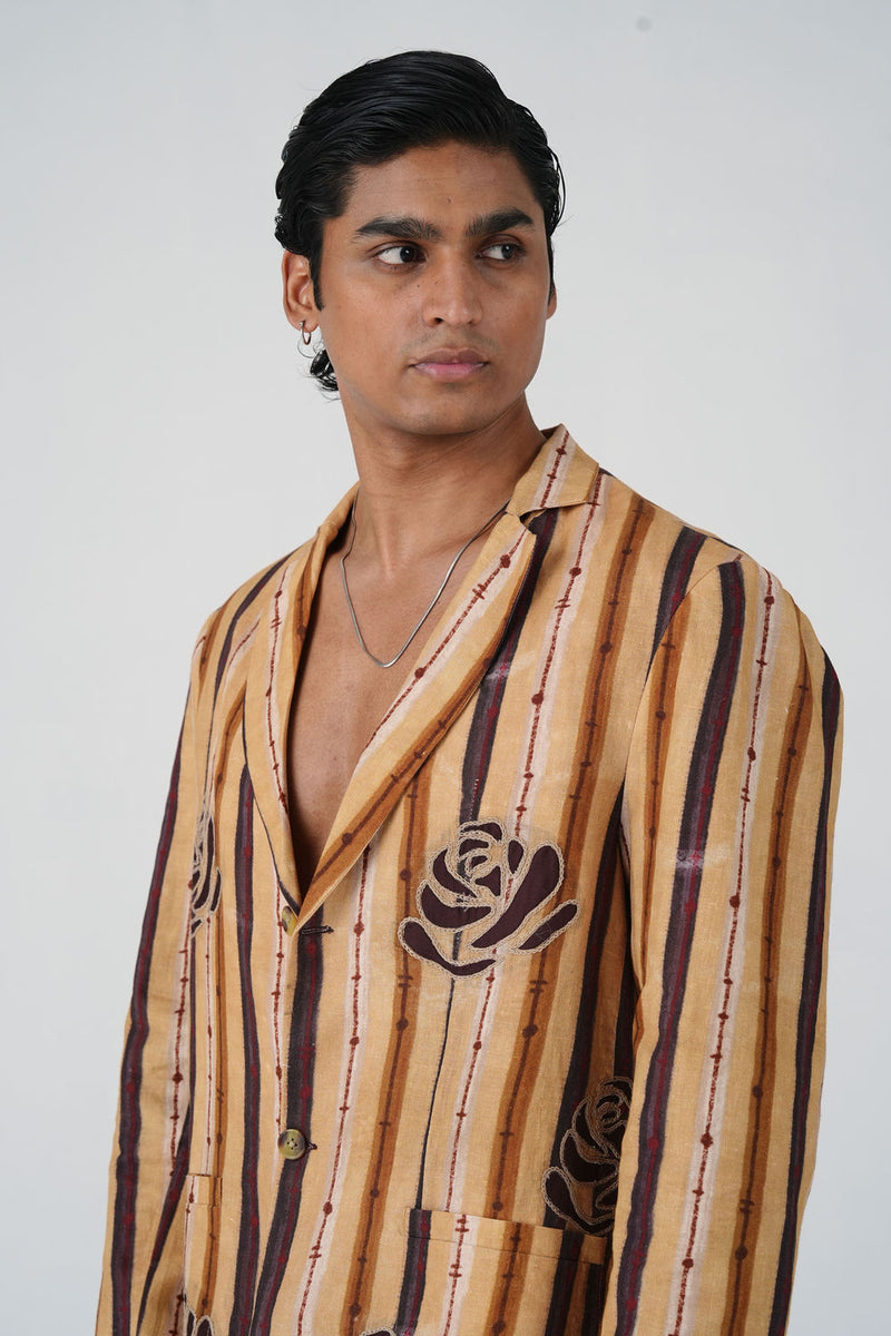Odyssey Blazer-70'S Striper linen jacket by CORD MEN in multi-color for men Worldwide