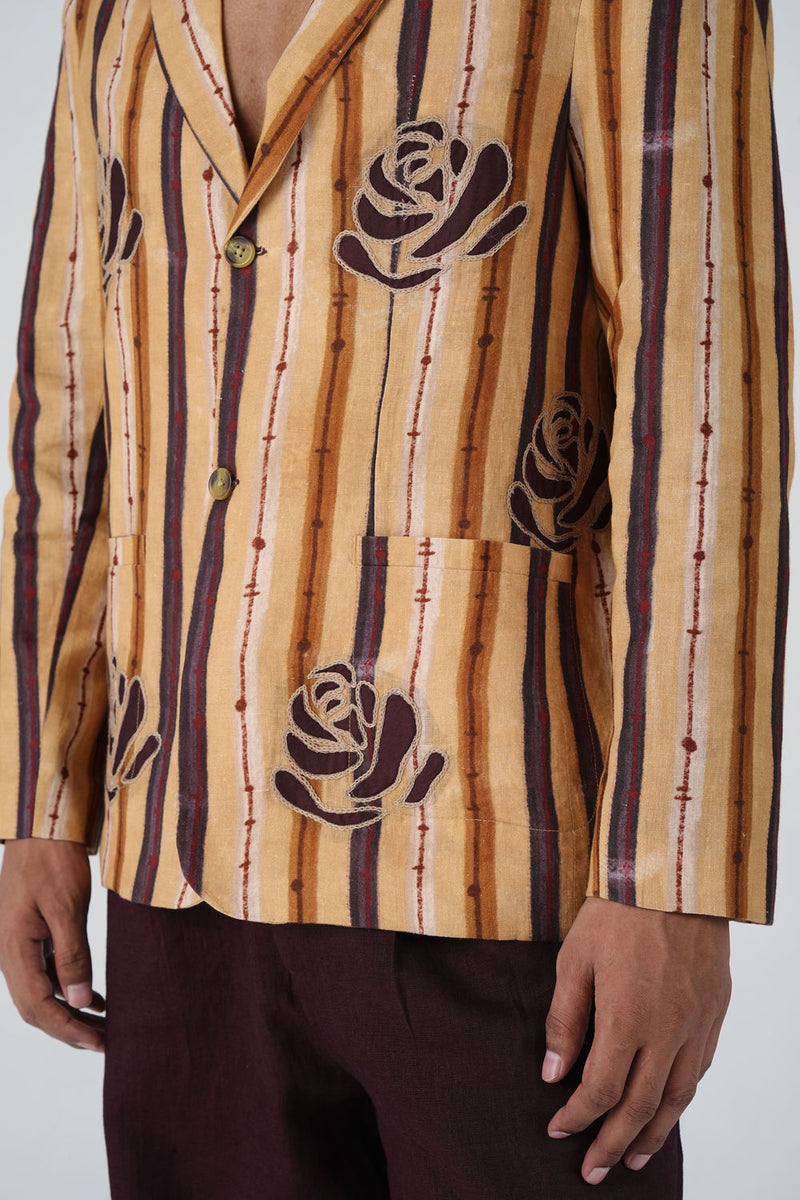 Odyssey Blazer-70'S Striper linen jacket by CORD MEN in multi-color for men Worldwide