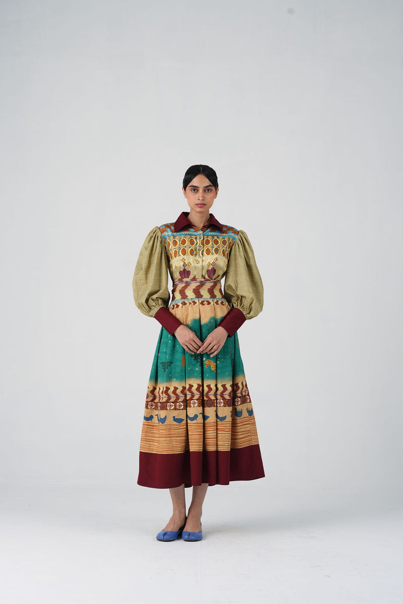 Aida Dress-Fresco satin dress by CORD in multi-color for women Worldwide