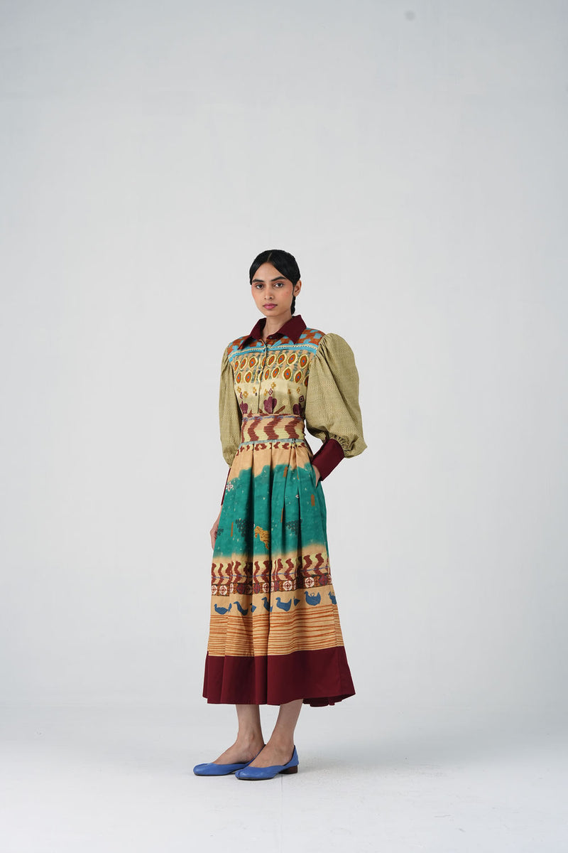 Aida Dress-Fresco satin dress by CORD in multi-color for women Worldwide