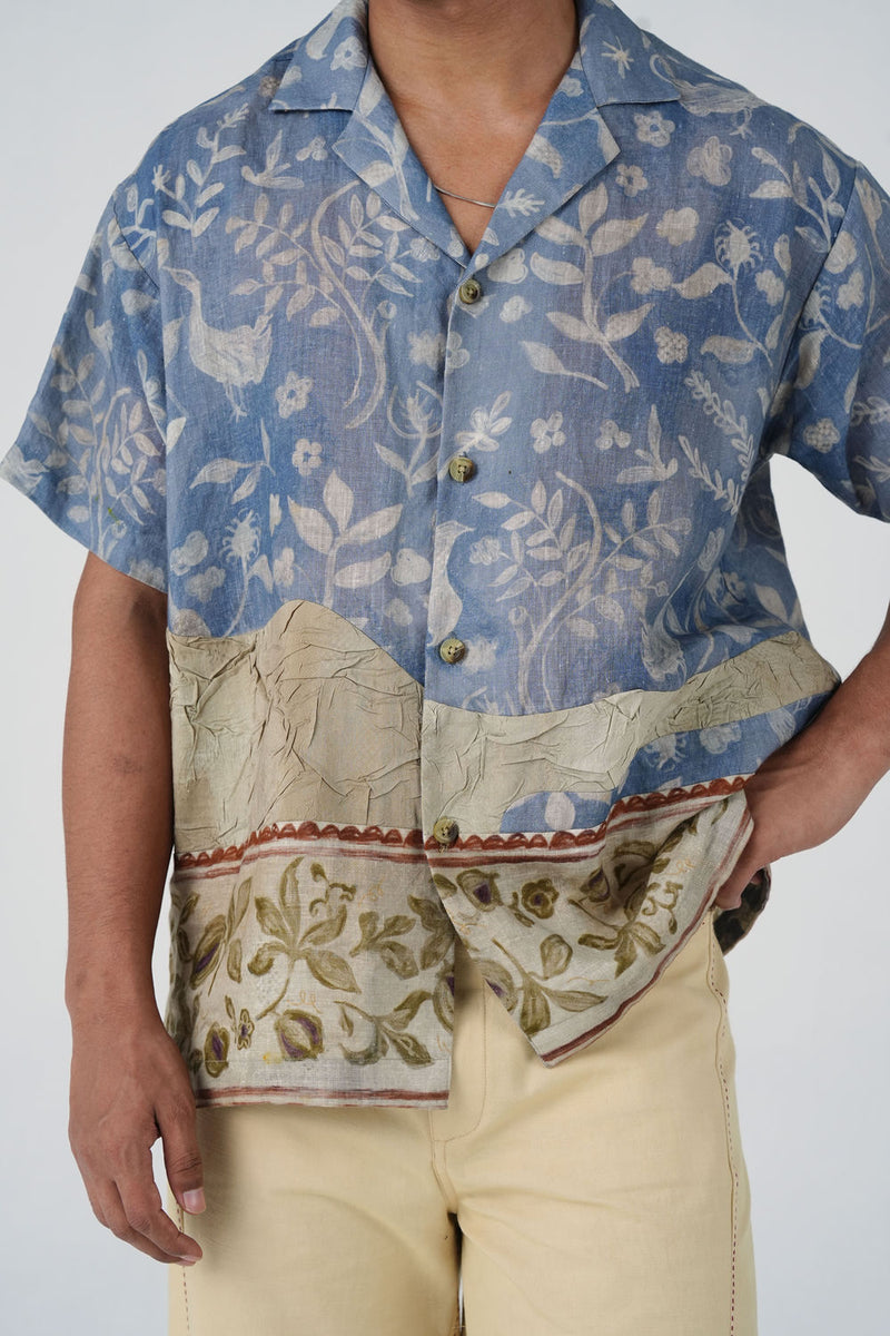Unisex Shirt-Crumpled Wallpaper linen shirt by CORD MEN in multi-color for men Worldwide