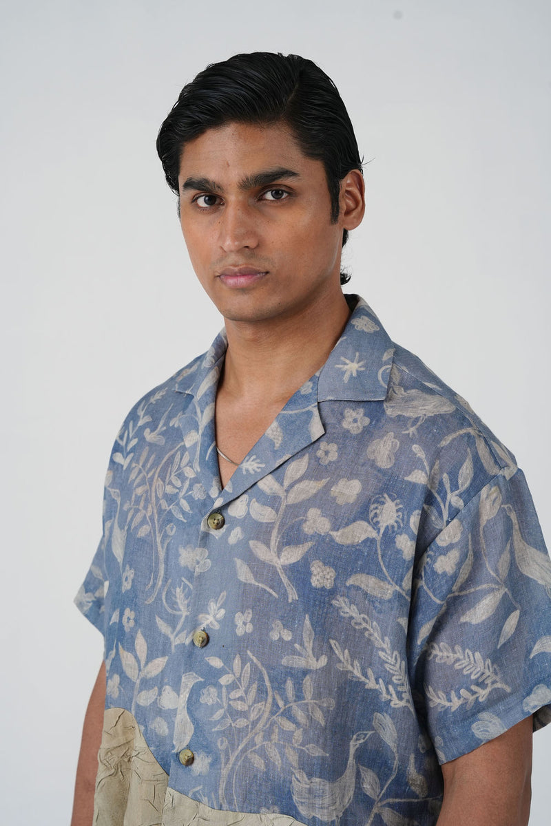 Unisex Shirt-Crumpled Wallpaper linen shirt by CORD MEN in multi-color for men Worldwide