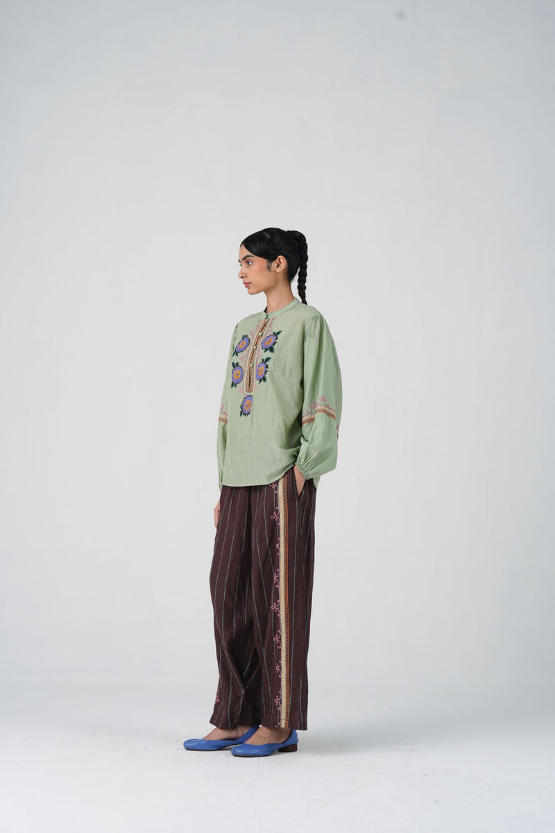 Jane Set-Blue Marigold cotton silk, linen co-ord set by CORD in multi-color for women Worldwide