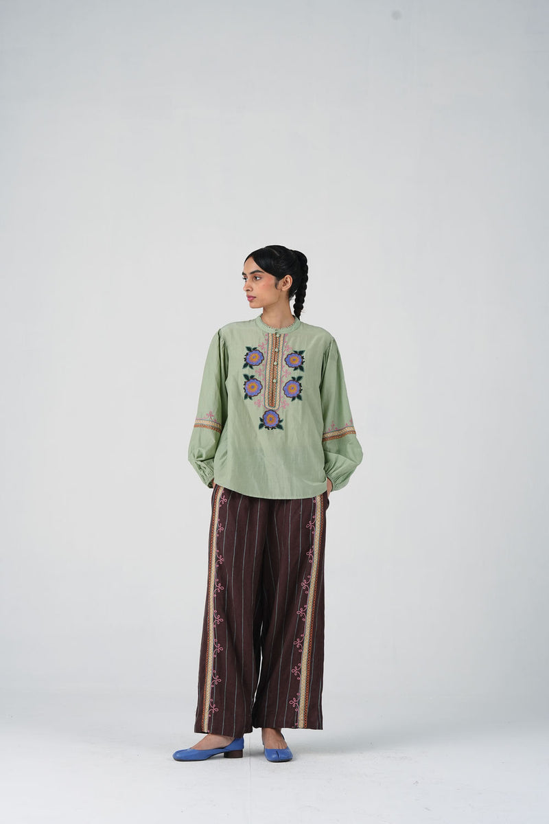Jane Set-Blue Marigold cotton silk, linen co-ord set by CORD in multi-color for women Worldwide
