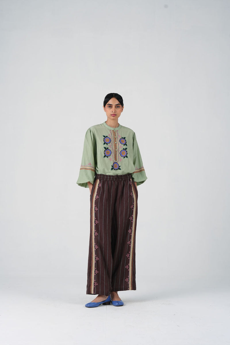 Jane Set-Blue Marigold cotton silk, linen co-ord set by CORD in multi-color for women Worldwide