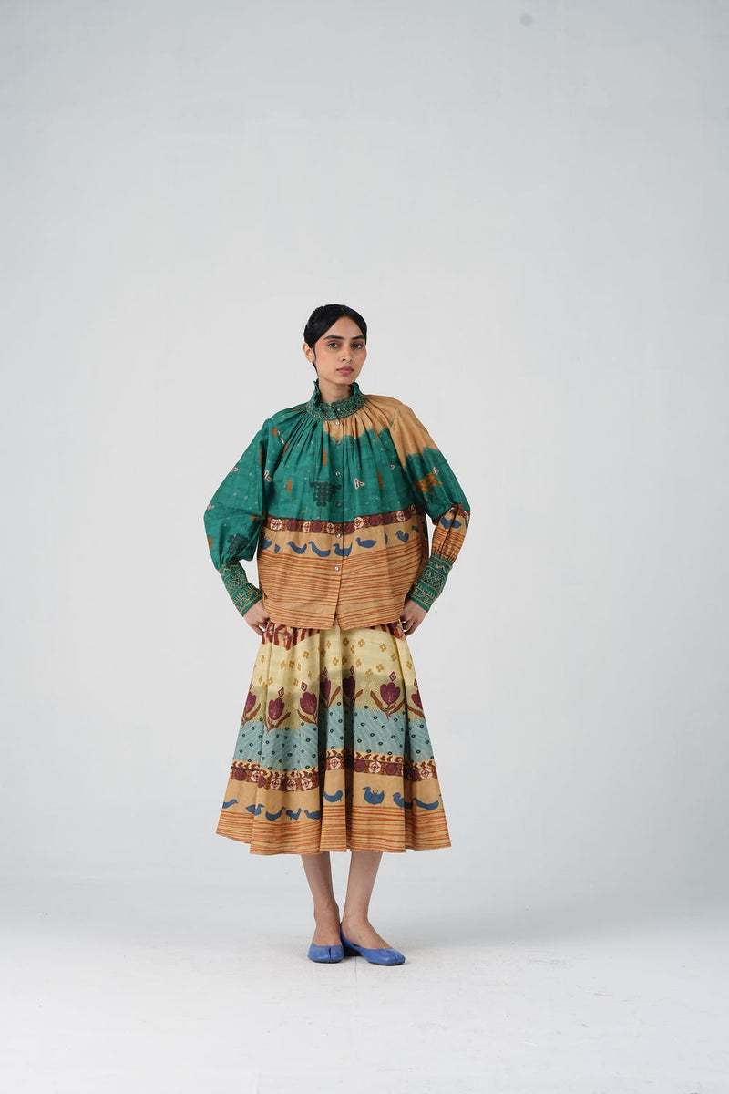 Farmer Set-Fresco cotton silk co-ord set by CORD in multi-color for women Worldwide
