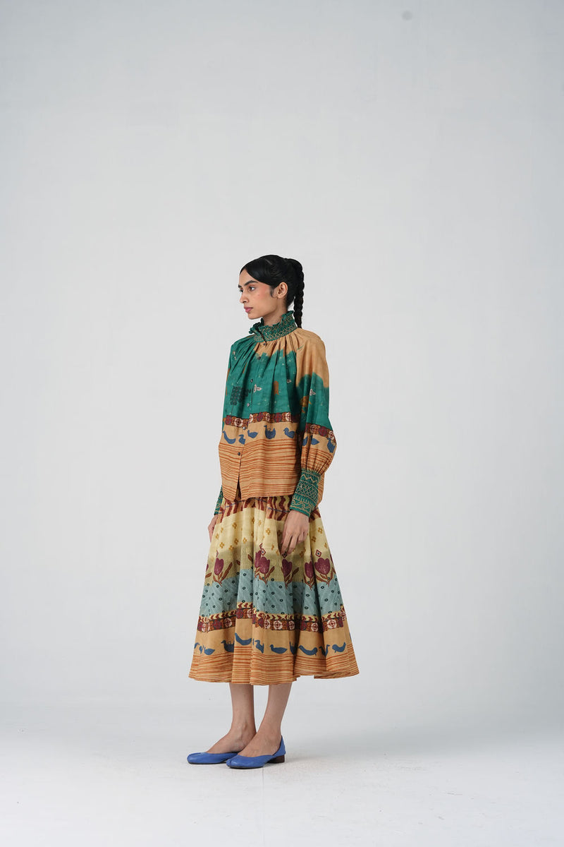 Farmer Set-Fresco cotton silk co-ord set by CORD in multi-color for women Worldwide