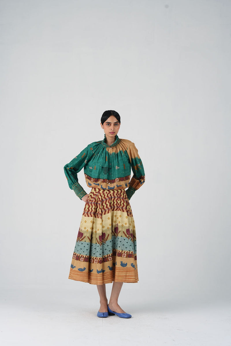 Farmer Set-Fresco cotton silk co-ord set by CORD in multi-color for women Worldwide