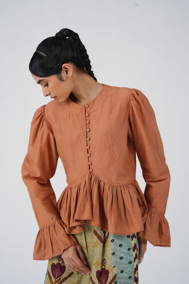 Jae Top-Coral cotton silk top and shirts by CORD in multi-color for women Worldwide