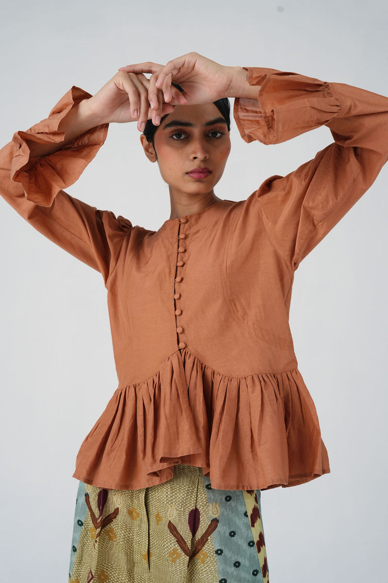 Jae Top-Coral cotton silk top and shirts by CORD in multi-color for women Worldwide