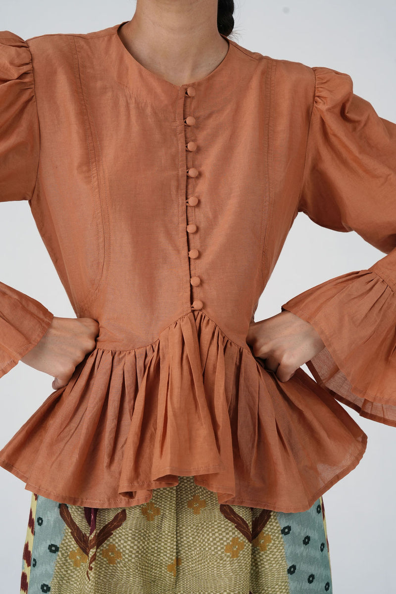 Jae Top-Coral cotton silk top and shirts by CORD in multi-color for women Worldwide