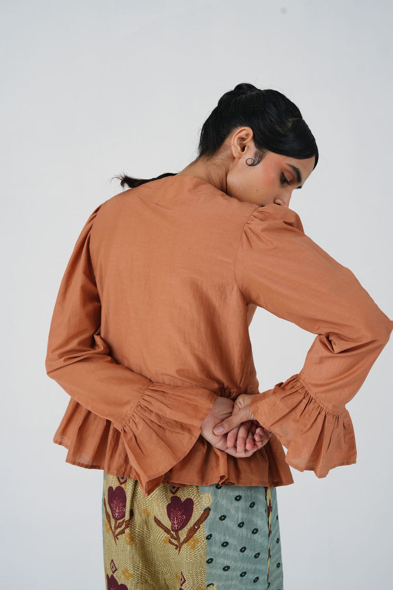 Jae Top-Coral cotton silk top and shirts by CORD in multi-color for women Worldwide