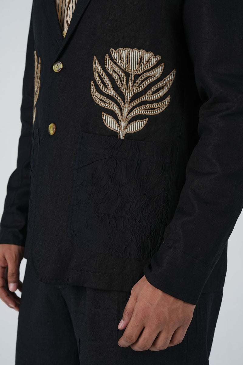 Harlem Blazer-Bouquet Applique linen jacket by CORD MEN in multi-color for men Worldwide