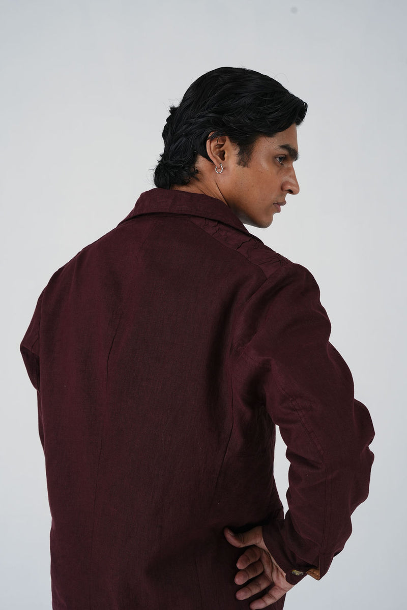 Harlem Blazer-Bouquet Maroon linen jacket by CORD MEN in multi-color for men Worldwide