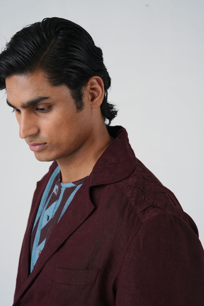 Harlem Blazer-Bouquet Maroon linen jacket by CORD MEN in multi-color for men Worldwide