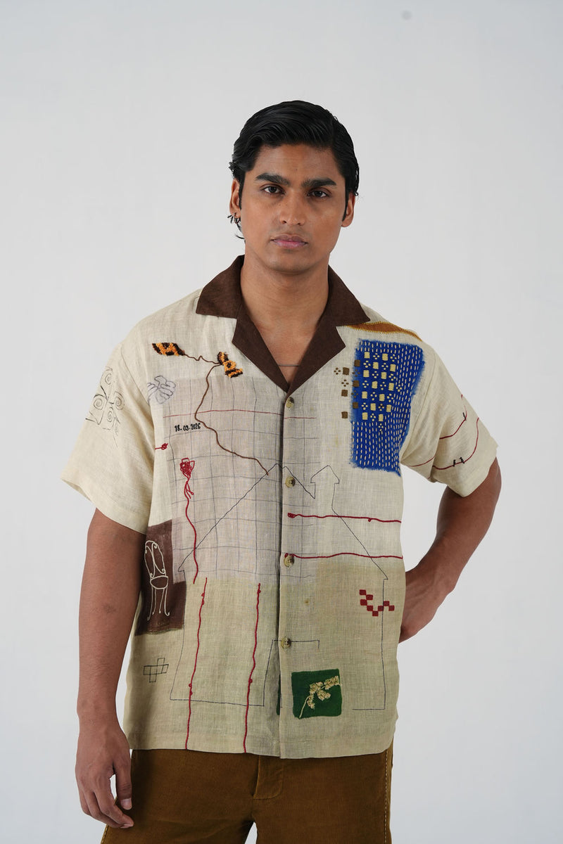 Unisex Oversized Shirt-Mood Board linen shirt by CORD MEN in multi-color for men Worldwide