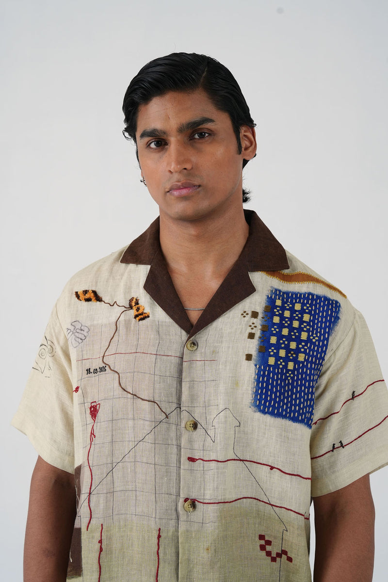 Unisex Oversized Shirt-Mood Board linen shirt by CORD MEN in multi-color for men Worldwide