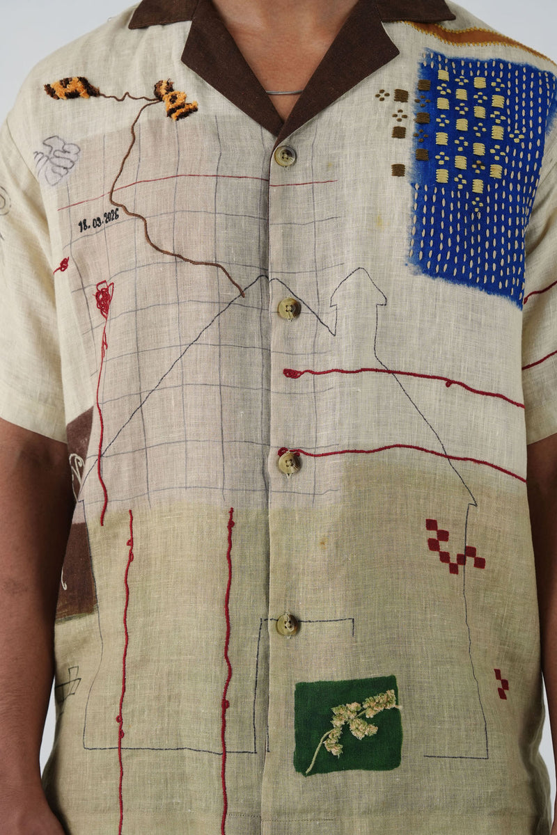 Unisex Oversized Shirt-Mood Board linen shirt by CORD MEN in multi-color for men Worldwide