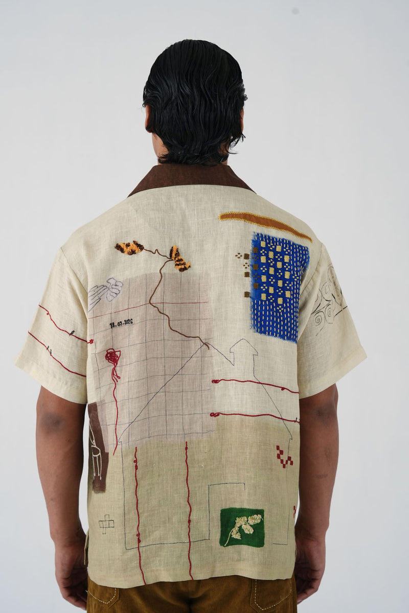Unisex Oversized Shirt-Mood Board linen shirt by CORD MEN in multi-color for men Worldwide