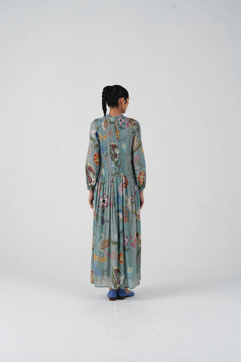 June Dress-Blue Floret cotton dress by CORD in multi-color for women Worldwide
