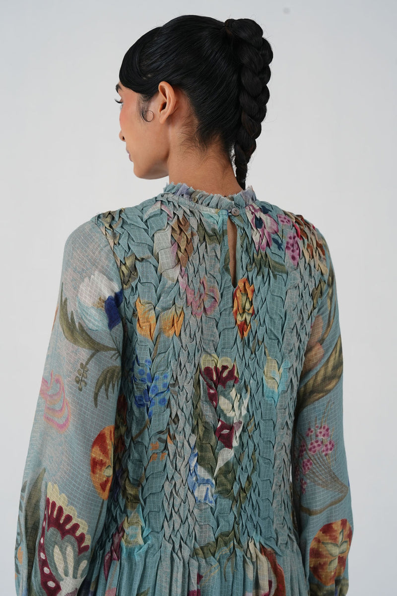 June Dress-Blue Floret cotton dress by CORD in multi-color for women Worldwide