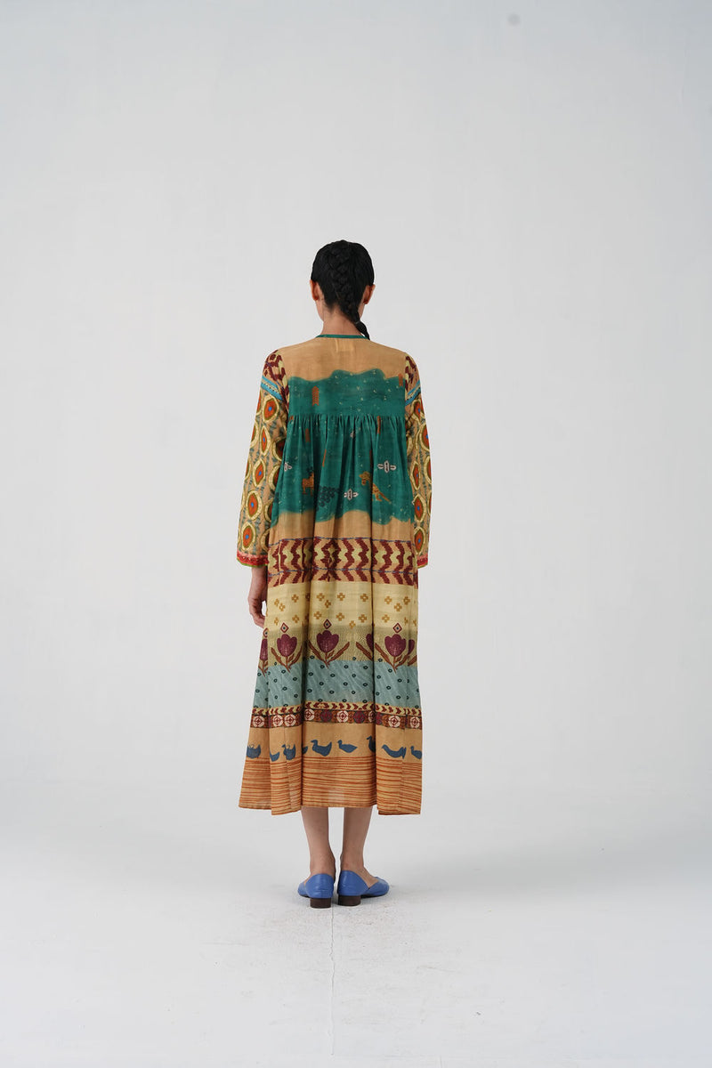 Frida Dress-Fresco cotton silk dress by CORD in multi-color for women Worldwide