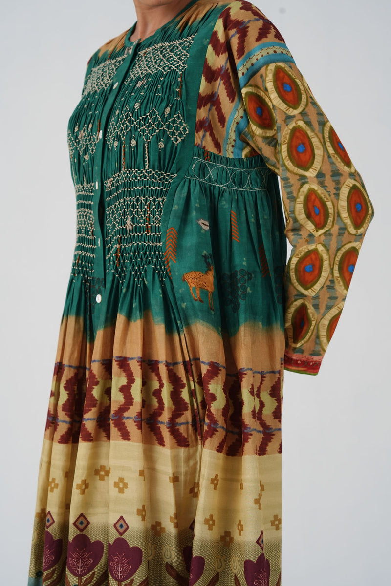 Frida Dress-Fresco cotton silk dress by CORD in multi-color for women Worldwide