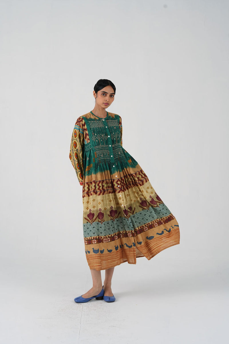 Frida Dress-Fresco cotton silk dress by CORD in multi-color for women Worldwide